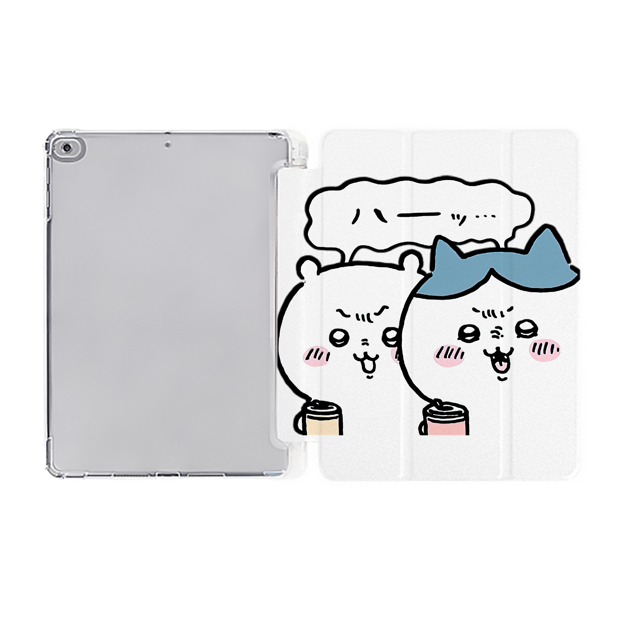 （画像用） ちいかわ ハチワレ Chii-kawa hachiware IPad ケース ペン収納付き 三つ折りスタンド PUレザー×シリコン 対応機種9.5/10.5/10.9インチ